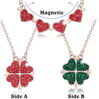Collar con trebol plegable de corazones