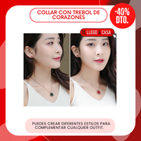 Collar con trebol plegable de corazones