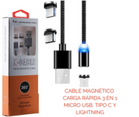 Cable magnetico 3 en 1 40% OFF