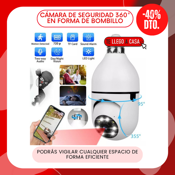 Cámara 360° en forma de bombillo 40% OFF