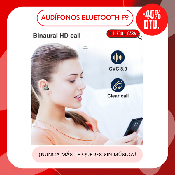 Audifonos inalambricos bluetooth F9 40% OFF