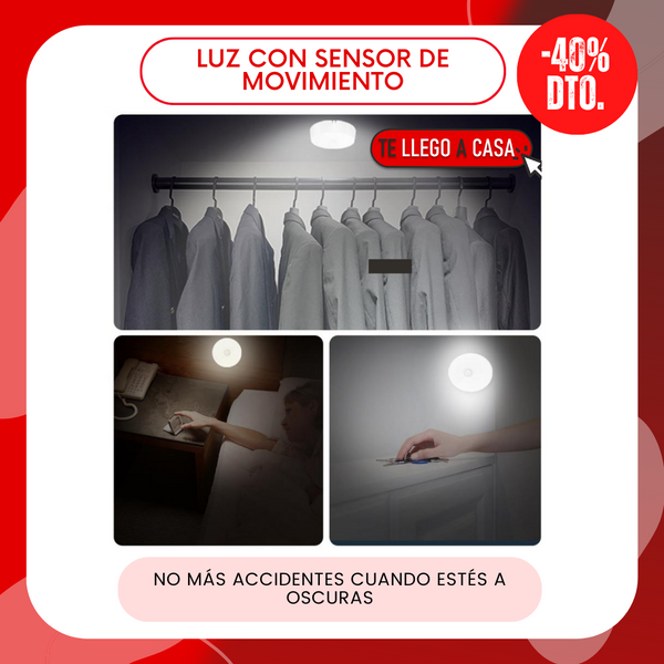 Luz con sensor de movimiento 40% OFF