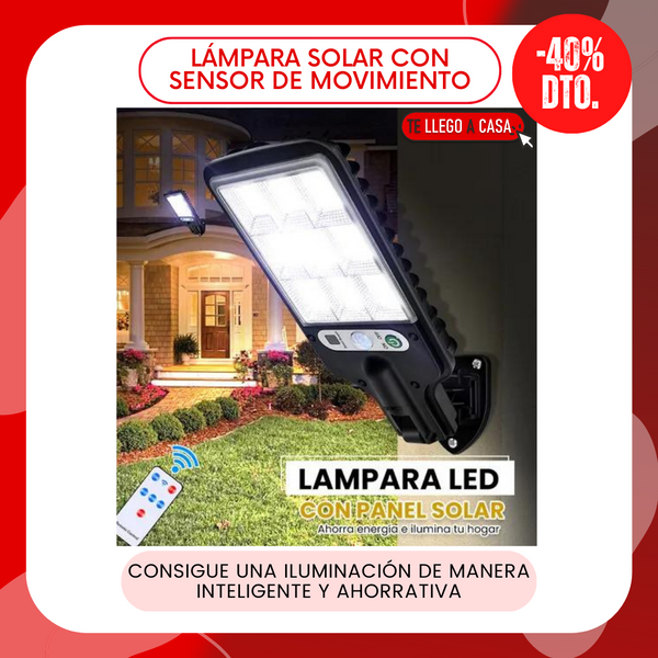 Lampara solar con sensor de movimiento 40% OFF
