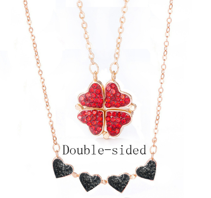 Collar con trebol plegable de corazones