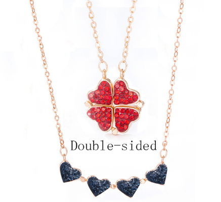 Collar con trebol plegable de corazones